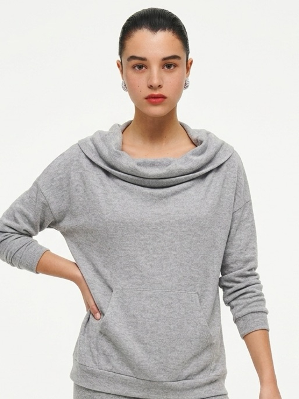 ANDREE BY UNIT | Gray Off the Shoulder Tunic Length Sweater Women’s Size Medium